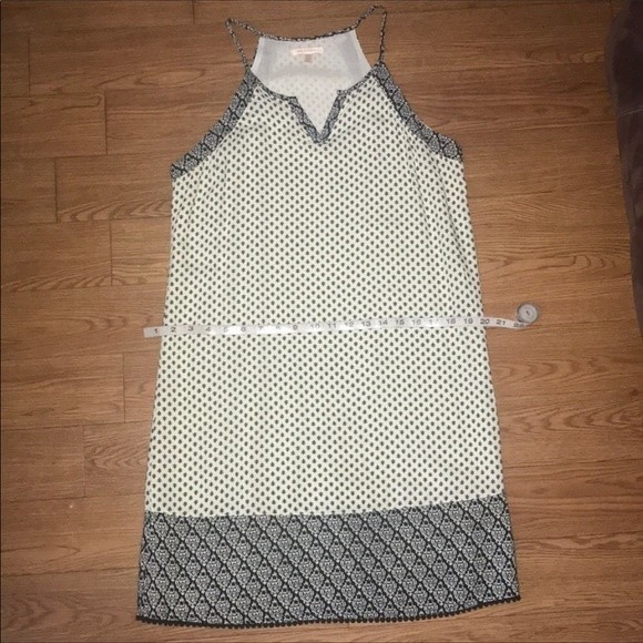 Skies are Blue Shift Dress Printed Halter Split-Neck cream black Border size M - Picture 8 of 15